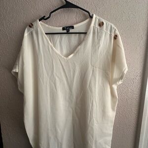 Cream Button-Shoulder Top